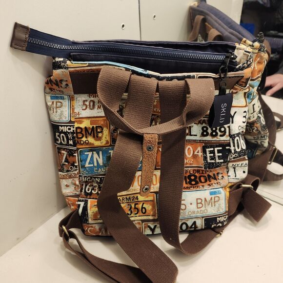 Toni\'s Art Bag Handmade Canvas Backpack Purse US License Plate Design main image 11